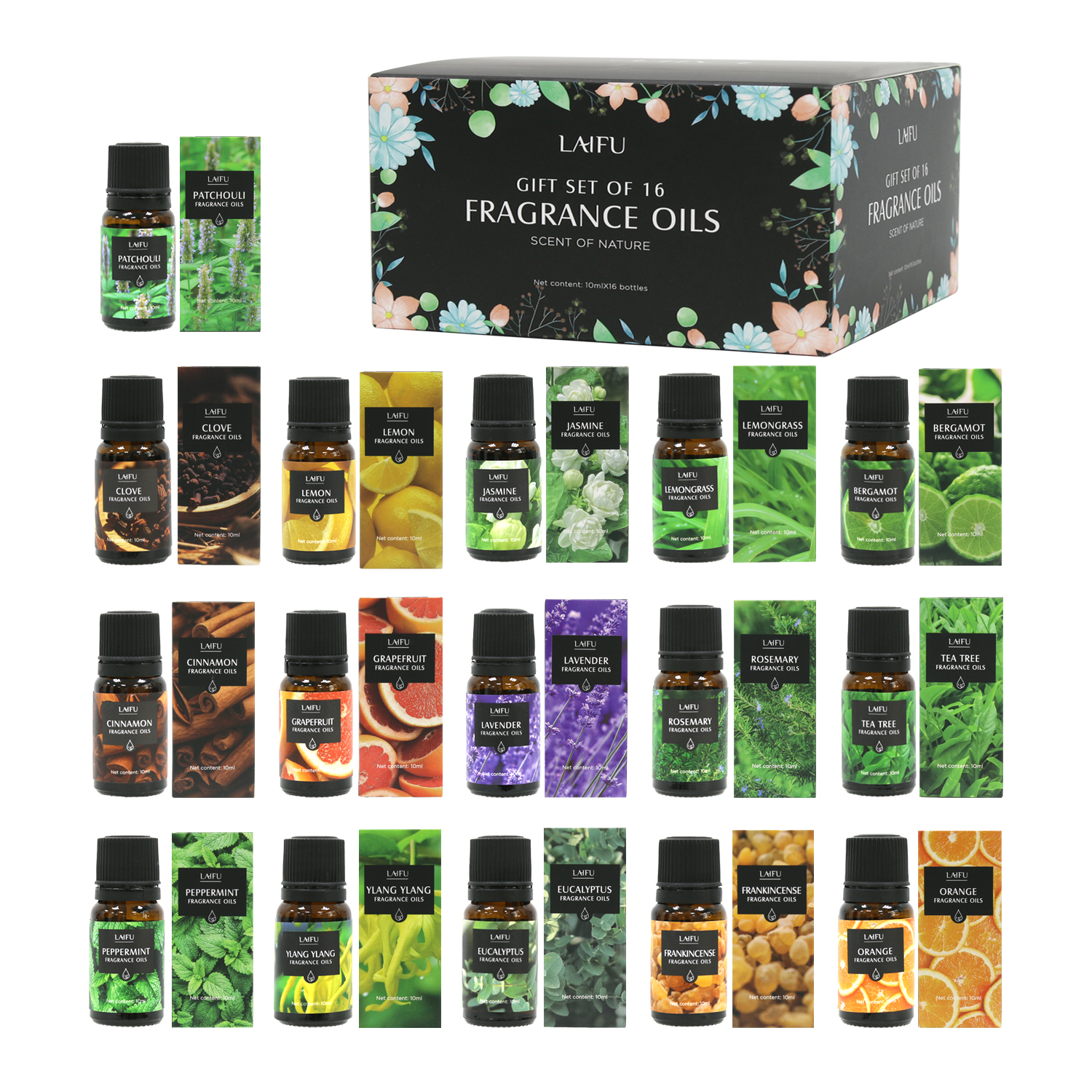 Home Fragrance Mist - 16x10ml Essential Oils Set for Diffuser