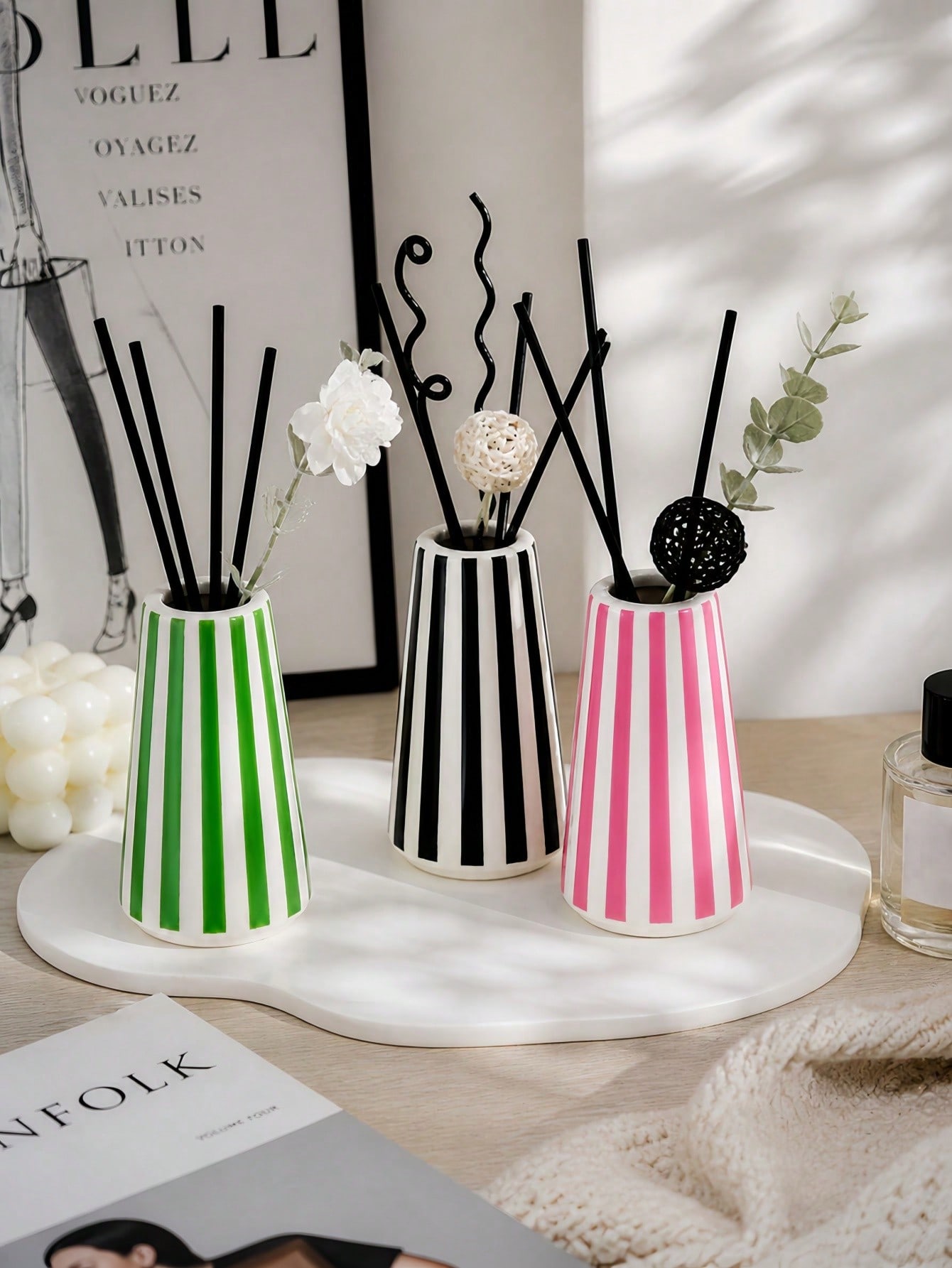 1pc Nordic Minimalist Striped  - đánh giá và giá Home Fragrance Diffuser Sticks